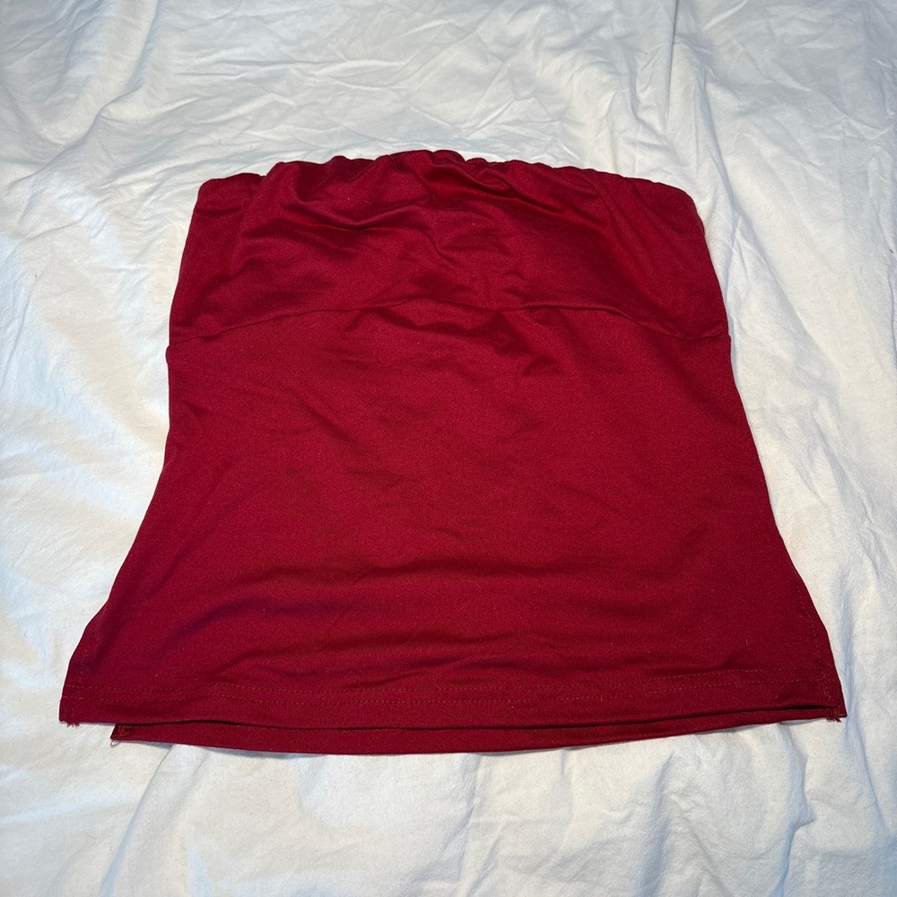 Red Strapless Top